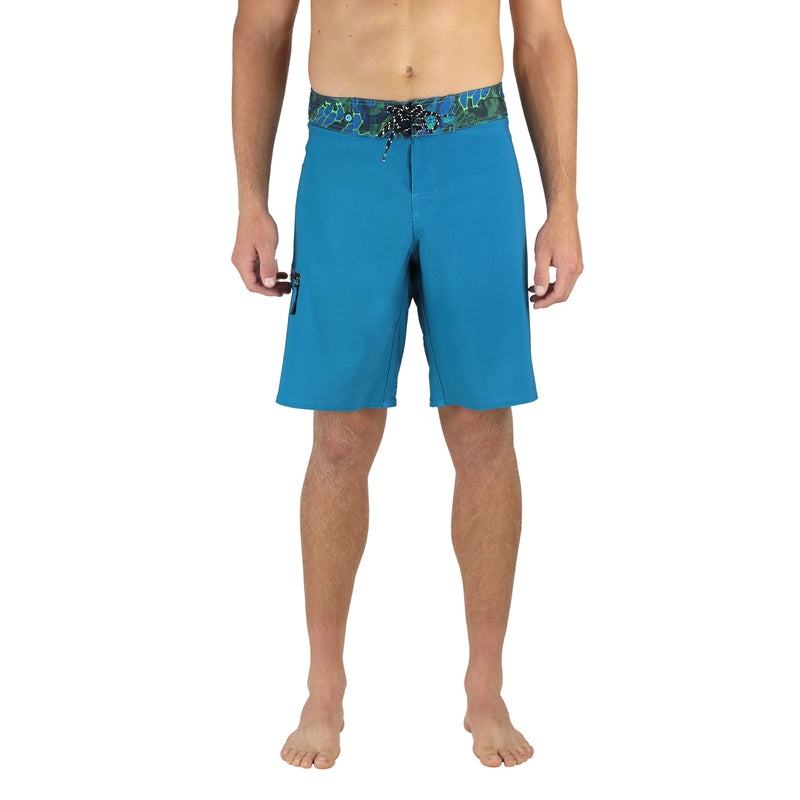 Abyss 20" Men's Boardshorts in Aqua, Quick Drying Stretch Swimwear, Model Front