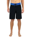 20" Men's Boardshorts in Black & Blue, Performance Fit Swim Trunks, Model Front